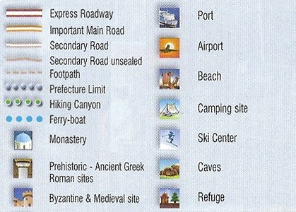 Crete Map symbols explanation